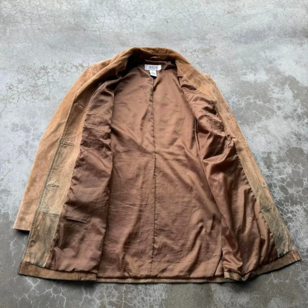 Vintage 90's Designer Alfani Tan Suede Soft leather jacket